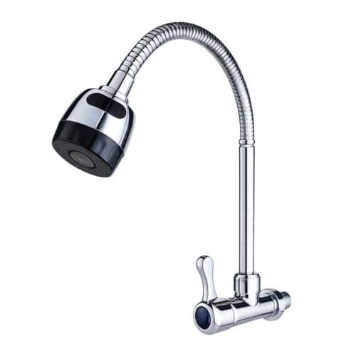 Torneira Cozinha Gourmet Parede Flexível Metal Cromado Inox 2 Jatos contínuo e arejador 1/4 volta Tulipa Luxo Premium