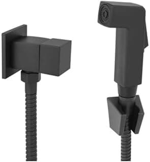 Ducha Higiênica Completa com Mangueira 1,2m, Registro e Suporte, Estilo Quadrado Luxo, Preto