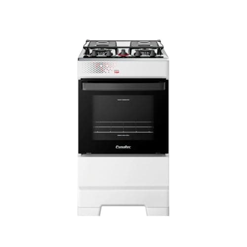 Fogão Esmaltec 4 Bocas Ideal Top Mesa Inox Tampa de Vidro Forno 50 Litros Branco T4IAB Bivolt