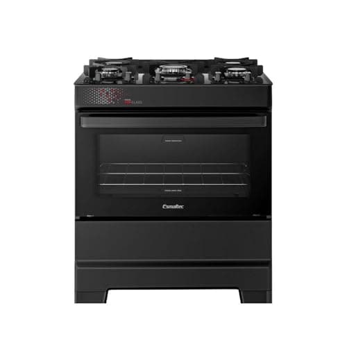 Fogão Esmaltec Ideal Top Glass 5 Bocas T5vap 5126 Acendimento Automático Preto Bivolt