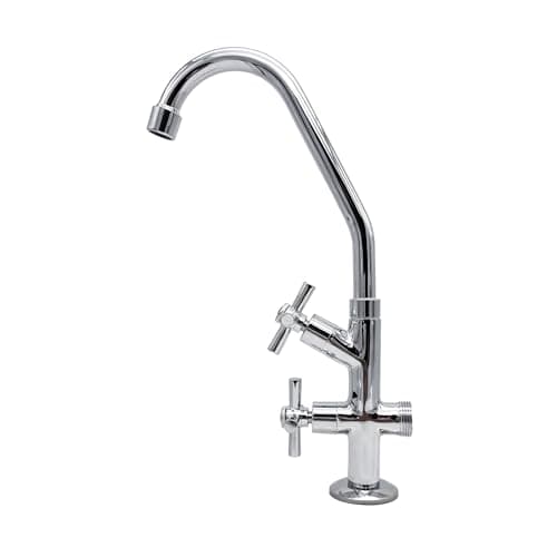 Torneira para Tanque Maquina Mesa Metal Duas Saídas Cromada