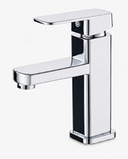 Torneira de banheiro quadrada cromada em aço inoxidável, design moderno e alta durabilidade