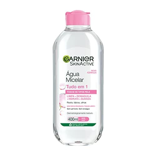 Garnier SkinActive Água Micelar de Limpeza Tudo em 1, Solução Demaquilante que Limpa, Tonifica e Remove Oleosidade, Fórmula Suave Sem Álcool para Todos os Tipos de Pele, 400ml