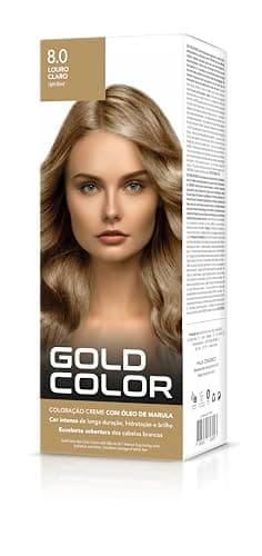 Coloração Capilar Gold Color 8.0 Louro Claro – Vegana com Óleo de Marula, Brilho Intenso e Cobertura dos Cabelos Brancos