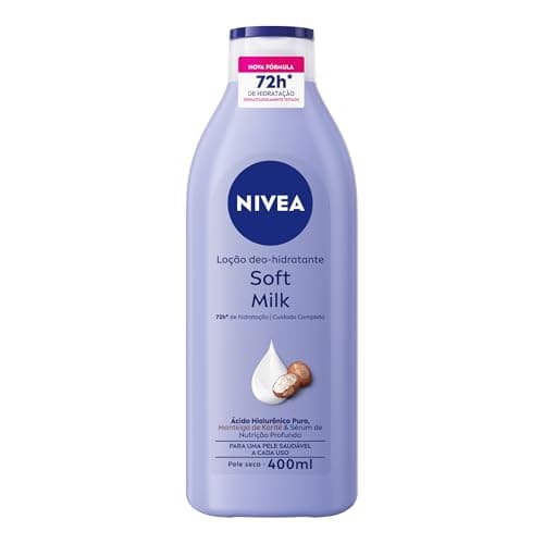 NIVEA Loção Hidratante Desodorante Soft Milk 400ml - Hidratação para pele seca, com textura leve e sensação de suavidade que deixa a pele macia, cheirosa e hidratada por 48h