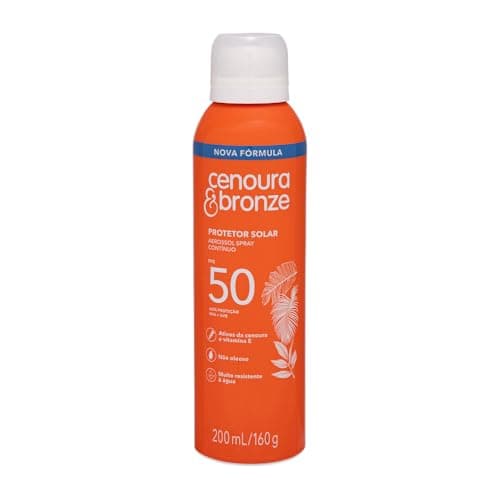 Protetor Solar Aerossol Spray FPS 50 Cenoura & Bronze 200ml