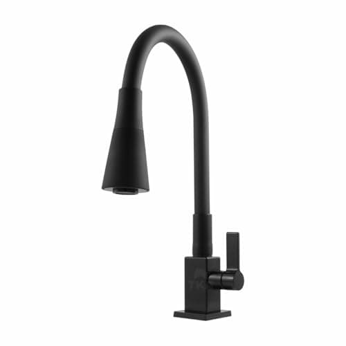 Torneira Gourmet De Bancada Para Cozinha Preta Modelo Quadrado Com Bica Flexível E Arejador De 2 Jatos Cone Diamante Ideal Para Pia De Cozinha Com Design Moderno E Acabamento Durável.
