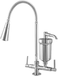 Torneira flexível de aço inoxidável cromado com filtro para cozinha