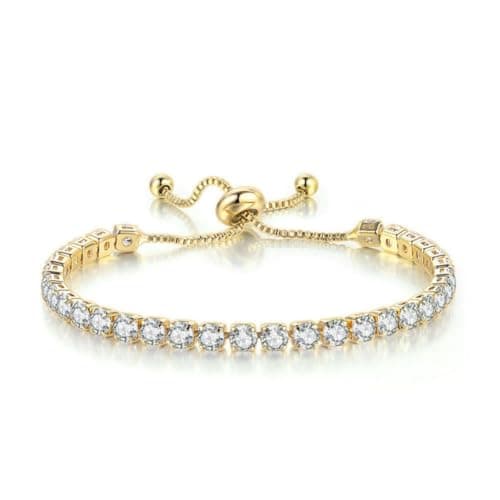 Pulseiras de tênis femininas banhadas a ouro branco diamante zircônia cúbica delicada ajustável pulseira prata moda joias presente de casamento, One size, Metal, Sem Pedra Preciosa