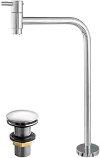 Torneira link Alta de inox Cromada Para Cuba de Sobrepor, banheiro e lavatorio, valvula clic