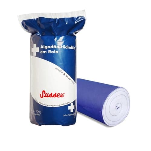Rolo de Algodão Hidrófilo Sussex 500 g – Macio, Absorvente e Livre de Químicos