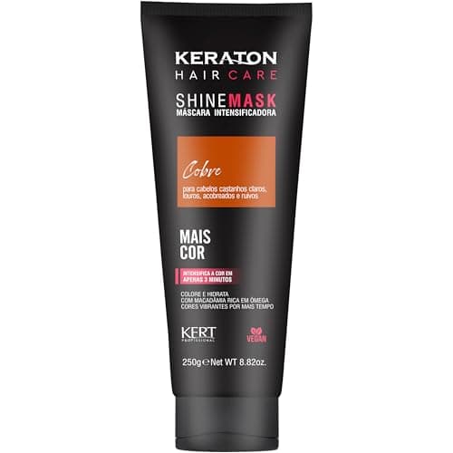 Keraton, Máscara matizadora hidratante, Trata e colore, Para cabelo castanho claro, louro, acobreado e ruivo, Shine Mask, 250g, Cobre