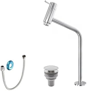 Conjunto para banheiro com lavatório cromado, torneira de aço inoxidável, válvula de clique e engate