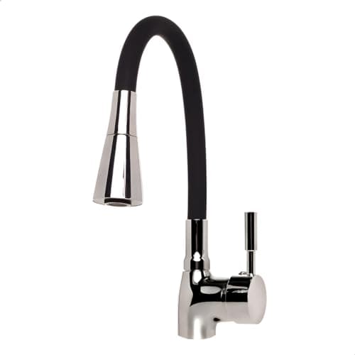 SOFTINOX Torneira Gourmet Flexível Monocomando Cone Preta/Cromada para Bancada, Design Ergonômico e Sofisticado