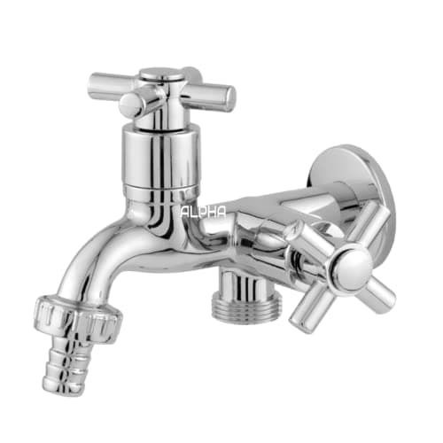 Torneira Tanque Máquina Lavar 2 Saídas ABS Cromado 1031 C31 Cor:Prateado