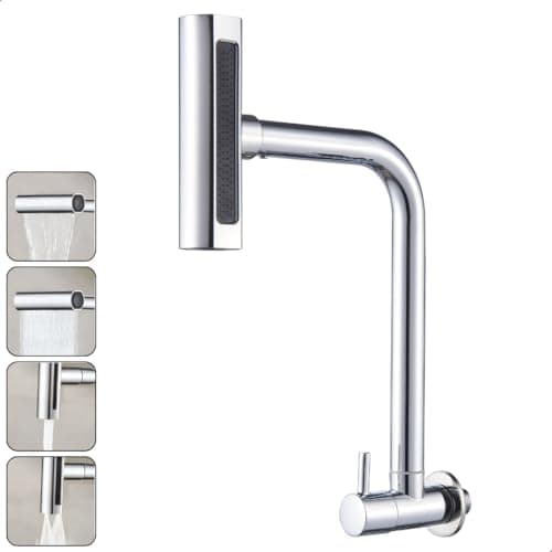 Torneira Gourmet Inox 4 Jatos Cozinha SOFTINOX – Giratória 360°, Instalação em Bancada/Parede, Diversas Cores, 1/4 de Volta, Funções (Cascata, Chuveirinho, Spray e Concentrado) (Parede, Cromada)