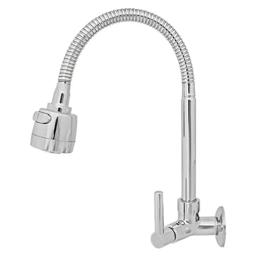 Torneira Gourmet Flexível Para Parede De Cozinha Prata Cromada Chuveirinho Arejador Dupla Função Jato Ajustável Alavanca 1/4 de Abertura PREMIUM DUPIN
