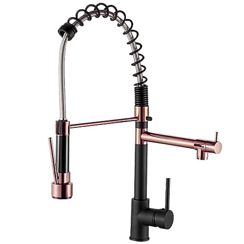 Torneira Cozinha Gourmet Preta Rose Gold Monocomando 55 Cm