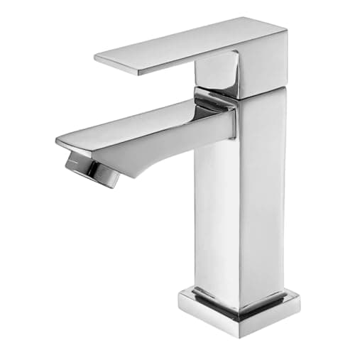 Torneira Banheiro Quadrado Luxo Moderna Lavatório Lift estilo docol 1/4 de Volta Bica Baixa Cromada Espelhada Lavabo Aço Inox Alto Padrão Fria Preto Fosco Black Matte (Cromada)