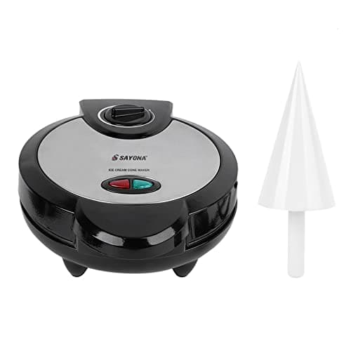 Pruie Casquinha de sorvete elétrica 1200 W com cone de waffle de rolo e tigela antiaderente Waffle máquina de ferro de assar caixa de aço inoxidável para café da manhã em casa