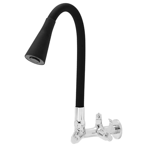 Torneira Flexivel De Parede Com Saída Para Purificador De Agua 1/4 Tubo Preto Dois Jatos Samer Metais