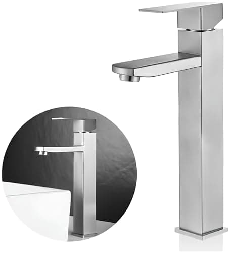 Torneira Banheiro Lavabo Monocomando Bica Alta Metal Inox Diversas Cores - Brinovar (PRATA)