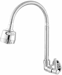 Torneira Cozinha Gourmet Flexível Parede 2 Jatos 1/4 Volta Metal Cromado Alta Pressão Economia Água | Storeasy