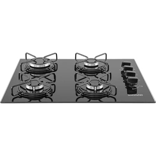 SUGGAR COOKTOP VIDRO PRETO 4 QUEIMADORES ESMALTADOS DIFERENTES TAMANHOS FG4004AVP