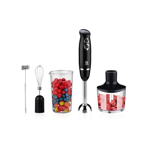 Mixer de Mão 600W 3 em 1, Liquidificador Portátil com Batedor e Processador de Alimentos, Aço Inox 304, 2 Velocidades + 20 Níveis, Copo 600 ml e Tigela 860 ml, 127 V, Fácil de Limpar