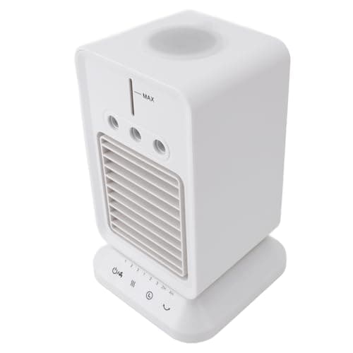 Ar Condicionado Portátil, 360 ° RESIDER DE Ar ​​ARSABILIDADE OSCILANTE, 3 VELOCIDADES DE VINDO, TIMER 2H 4H, Carregamento Sem Fio, Tanque DE água DE 300 Ml, para Casa,