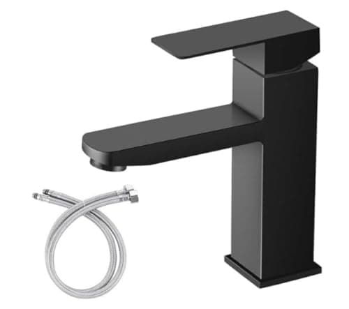 Torneira de Luxo para Banheiro e Lavabo – Bica Quadrada Monocomando 1/4 de Volta para Pia de Bancada, Acabamento Premium, Design Moderno e Elegante, Praticidade e Sofisticação (Preto)
