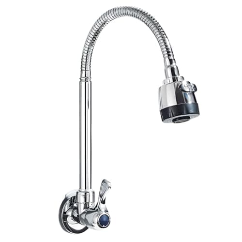 Torneira Gourmet Cozinha Parede Bica Flexível 360° com Dois Jatos Bolha e Chuveiro