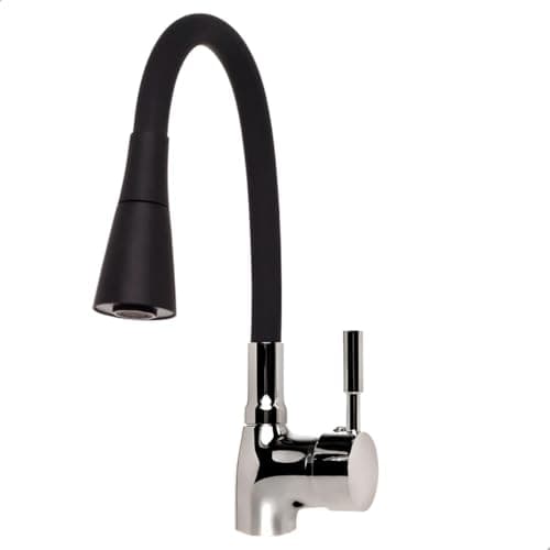 SOFTINOX Torneira Monocomando Flexível Gourmet Cone para Bancada Cor Preta, Design Ergonômico e Sofisticado