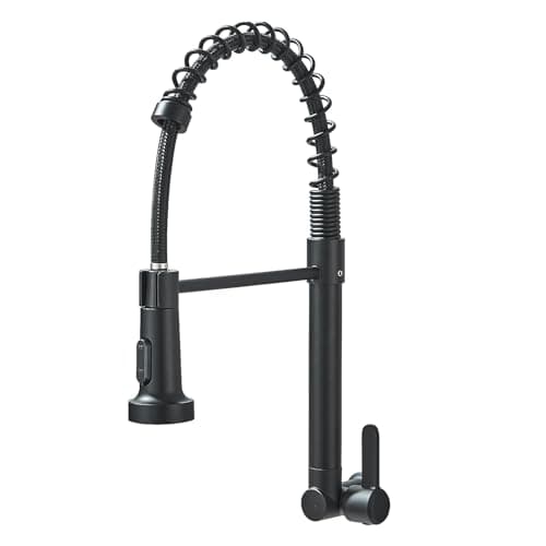 TINICO Torneira Gourmet Para Cozinha Água Fria Única Com Misturador de Extraível, Torneira de Parede em Aço Inoxidável, Rotação 360, Preto