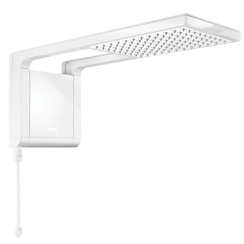 Chuveiro de parede branco Lorenzetti Acqua Storm Ultra com grelha de pulverização em forma de losango