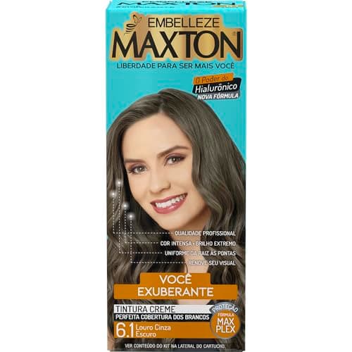 Tinta de Cabelo Maxton Louro Cinza Escuro 6.1 Exuberante