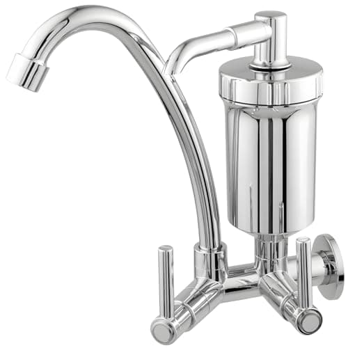 Torneira Bica Móvel Parede Para Cozinha Bica Alta Com Filtro 1/4 De Volta Cromado