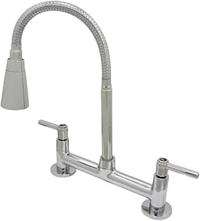 Torneira Misturador Cozinha Gourmet Mesa Bica Flexível Cromada Duplo Jato 1/4 de Volta Água Quente e Fria