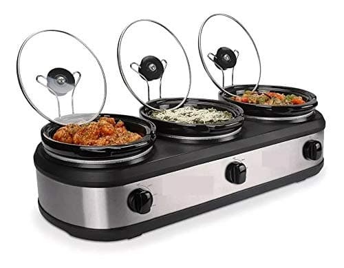 MEMBER´S MARK Rechaud Elétrico Triplo Buffet Slow Cooker 127V 3 Settings Preto Cerâmica