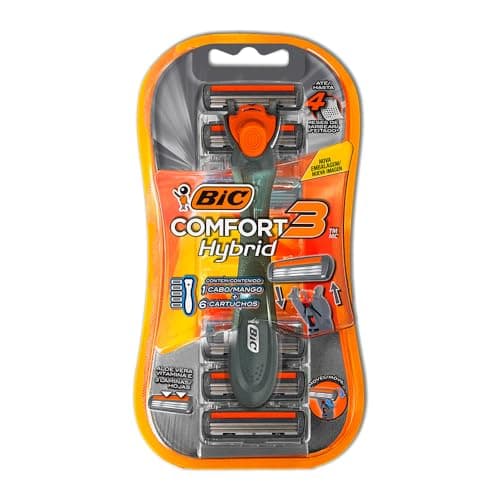 Aparelho de barbear comfort 3 Hybrid, com 6 cartuchos, preto, 971050, BIC - BT 1 UM