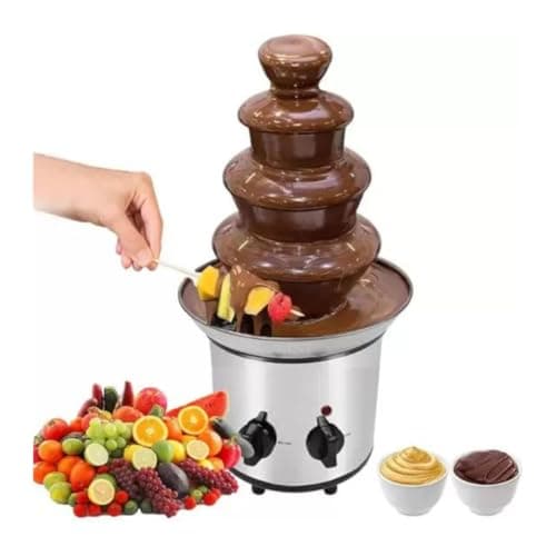 Máquina de Cascata de Chocolate Quente 4 Andares 110v em Aço Inoxidável, para Festas, Casamentos, Chás de Bebê, Aniversários, Eventos Corporativos