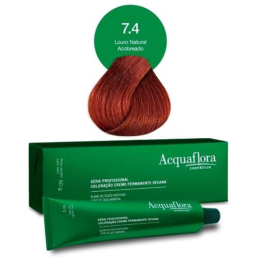 Acquaflora 7.4 Louro Natural Acobreado Coloracao Creme Permanente Vegana 60g