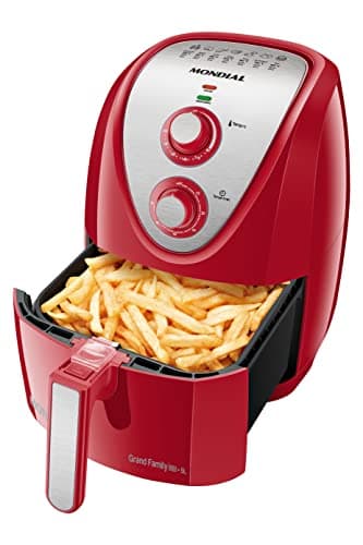 MONDIAL Fritadeira Sem Óleo Air Fryer 5L, Vermelho/Inox, 1900W, 220V - AFN-50-RI
