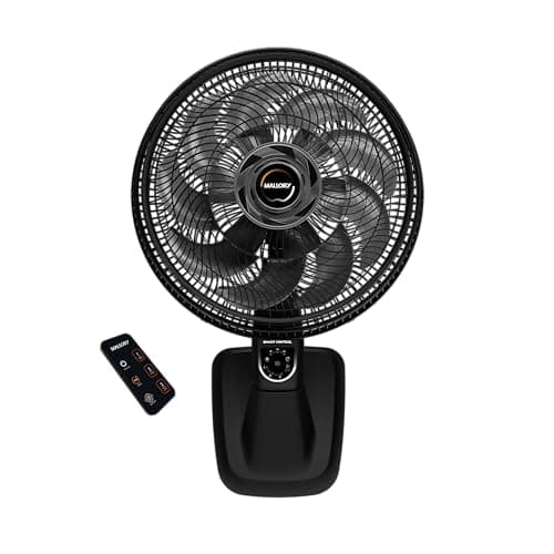 Ventilador de Parede Mallory Smart Control – Controle Remoto, Oscilação Direcionada, Potência de 140W, Sistema Smart Swing, Hélice de 15 Pás – Preto/Grafite - 127V