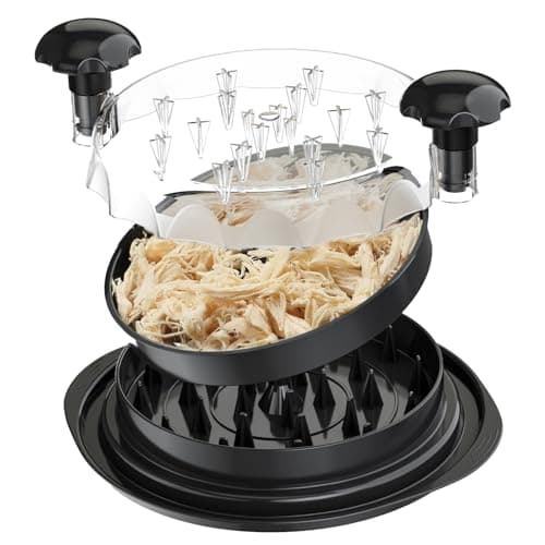 Gallypek Desfiador de Frango Desfiador de Peito de Frango Grande com Compartimento, Tampa Transparente Máquina de Desfiar Carne Visível, Tira Antiderrapante, Alça Ergonômica, Adequado para Carne de Po