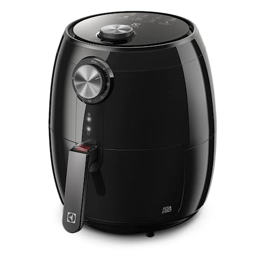 Fritadeira Elétrica sem oleo Electrolux Air fryer 4,5L 8 receitas pré-sugeridas desligamento automático cesto removivel 1400W EAF15 preta 127v