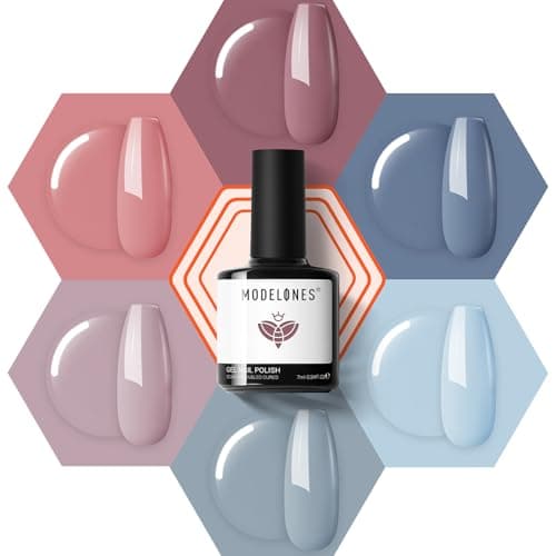 modelones Conjunto de esmalte de gel, 6 cores nude rosa, azul e vermelho, conjunto de esmaltes de gel para todas as estações, decoração de unhas, faça você mesmo, presentes de unhas para mulheres e