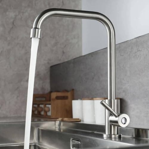 Torneira de Cozinha Retangular Bancada Inox Escovado – Alta, Longa e Moderna | Design Gourmet, Instalação simples, Durável e Anticorrosiva