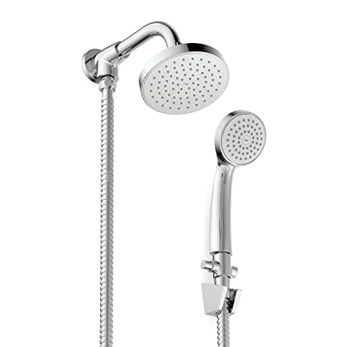 Chuveiro com desviador e ducha manual em aço inoxidável, Celite