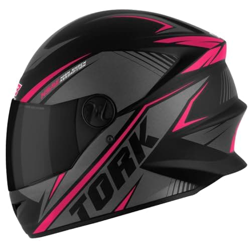 Pro Tork Capacete Moto R8 Fechado, Viseira Fumê, Preto/Rosa, Tam. 58